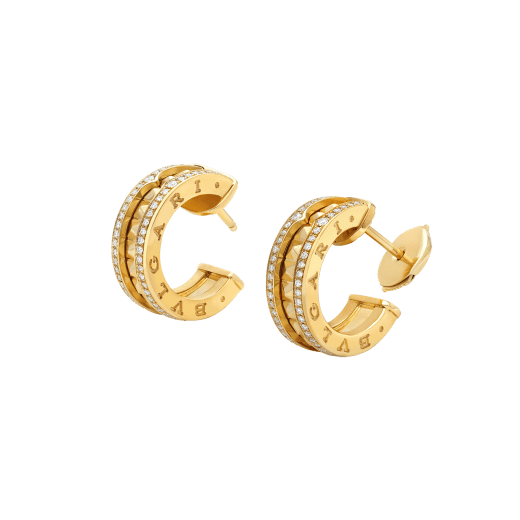 [Super]ZERO 1 ROCK GOLD EARRINGS WITH STUDDED SPIRAL AND PAVED DIAMONDS