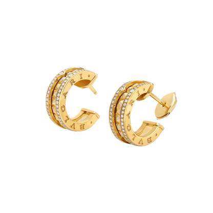 [Super]ZERO 1 ROCK GOLD EARRINGS WITH STUDDED SPIRAL AND PAVED DIAMONDS