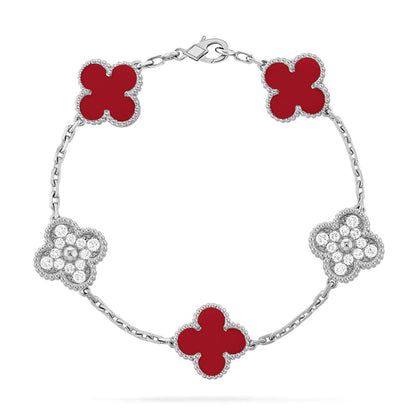 [Super Jewellery] CLOVER 5 MOTIF RED CORNELIAN BRACELET COLLECTION
