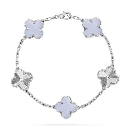 [Super Jewellery] CLOVER 5 MOTIF PURPLE CHALCEDONY BRACELET COLLECTION