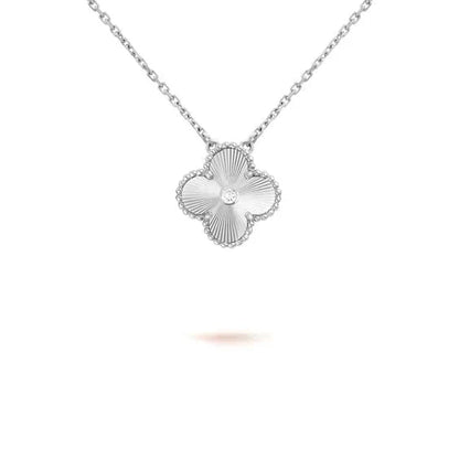 [Super Jewellery]CLOVER  15MM DIAMOND LASER NECKLACE SILVER