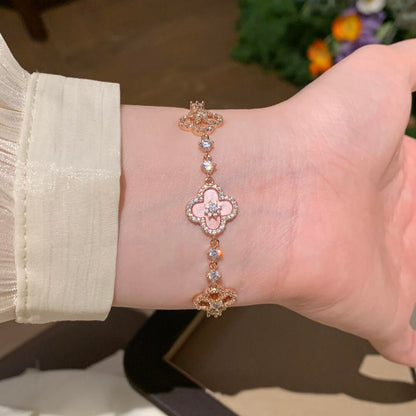 [Super Jewellery]CLOVER 5 MOTIF PINK BLUE RED WHITE BRACELET
