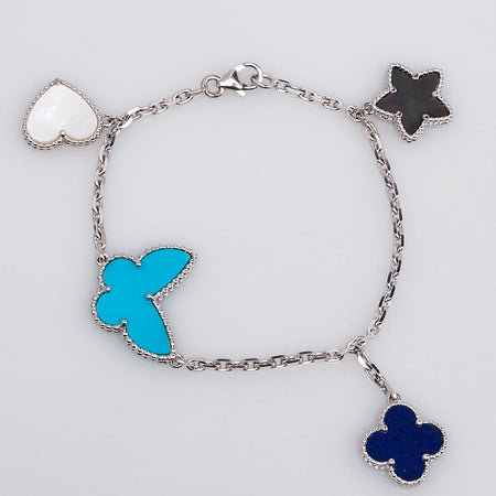 [Super Jewellery]LUCKY SPRING SILVER BRACELET 4 MOTIF