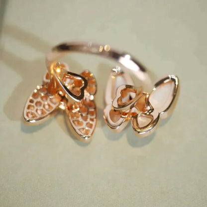 [Super Jewellery]TWIN BUTTERFLY DIAMOND MOP RING