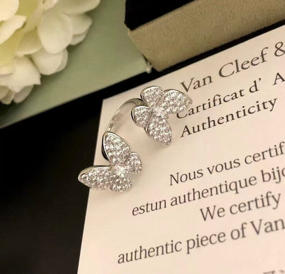 [Super Jewellery]TWIN SILVER BUTTERFLY DIAMOND RING