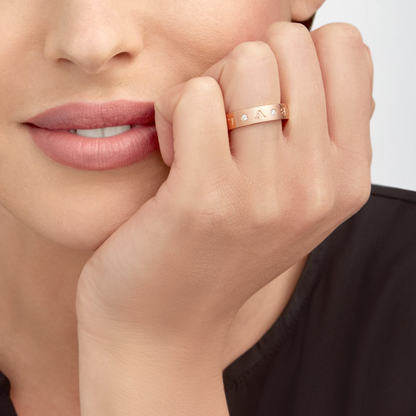 [Super]ZERO 1 ESSENTIAL PINK GOLD BAND WITH DIAMONDS RING