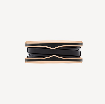 [Super]ZERO 1 TWO-BAND WITH MATTE BLACK CERAMIC PINK GOLD RING