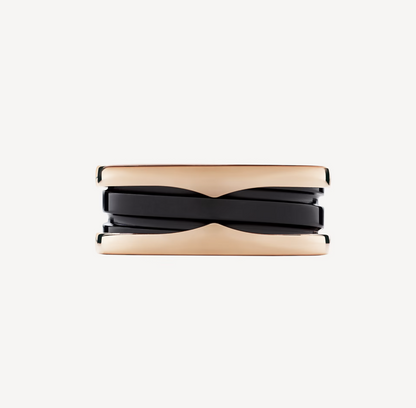 [Super]ZERO 1 TWO-BAND LOOPS AND BLACK CERAMIC PINK GOLD RING