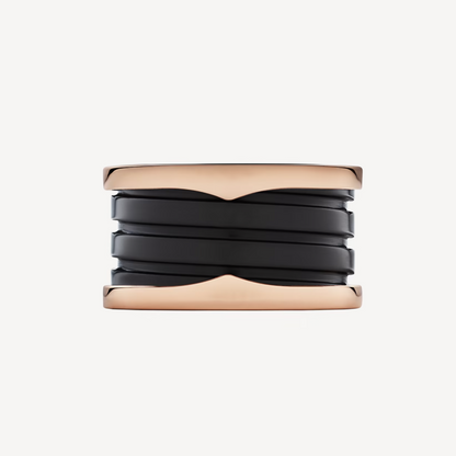[Super]ZERO 1 FOUR-BAND LOOPS AND BLACK CERAMIC SPIRAL PINK GOLD RING