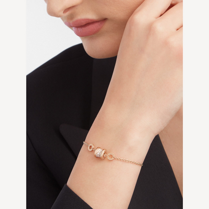 [Super]ZERO 1 SOFT PINK GOLD WITH PAVED DIAMONDS ON THE SPIRAL BRACELET
