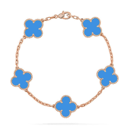[Super Jewellery] CLOVER 5 MOTIF BLUE AGATE BRACELET COLLECTION