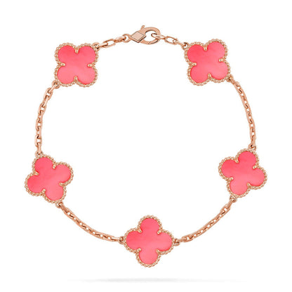 [Super Jewellery] CLOVER 5 MOTIFS  PINK MOP BRACELET COLLECTION