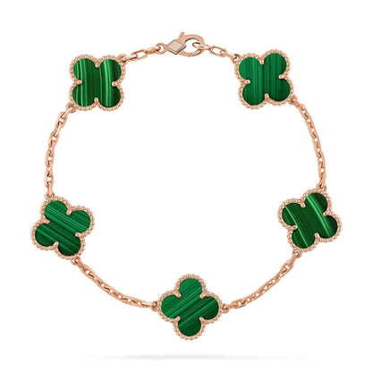 [Super Jewellery] CLOVER 5 MOTIF MALACHITE BRACELET COLLECTION
