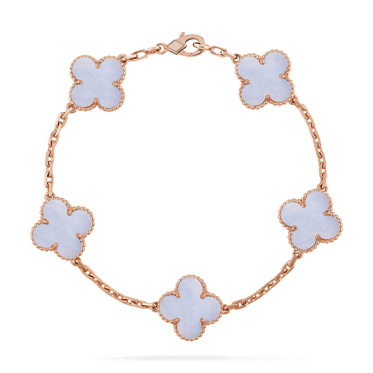 [Super CiCi ] CLOVER 5-MOTIV ARMBAND KOLLEKTION AUS LILA CHALCEDON