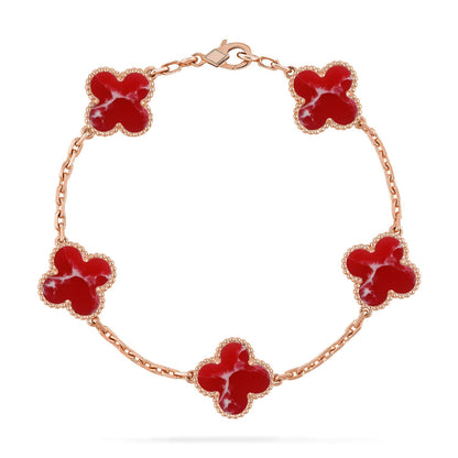 [Super Jewellery]CLOVER 5 MOTIF RED PATTERN BRACELET COLLECTION