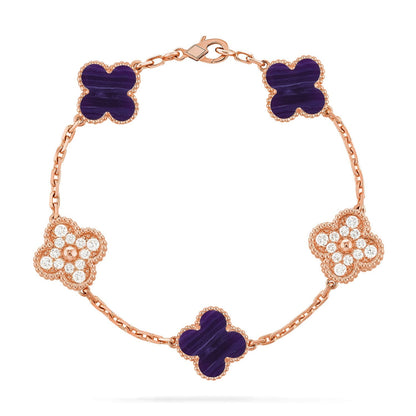 [Super Jewellery]CLOVER 5 MOTIF PURPLE STRIPES BRACELET COLLECTION