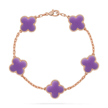 [Super Jewellery]CLOVER 5 MOTIF LIGHT PURPLE BRACELET COLLECTION