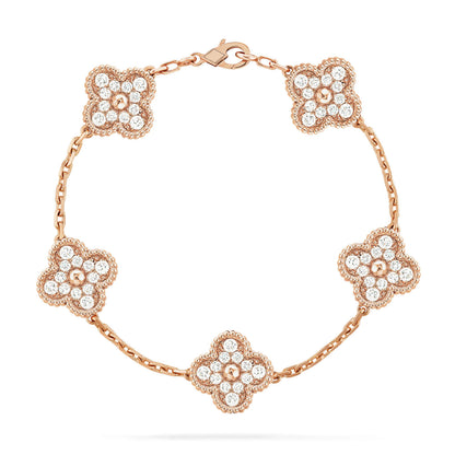 [Super Jewellery] CLOVER 5 MOTIF FULL DIAMOND BRACELET COLLECTION