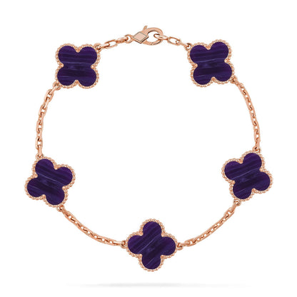 [Super Jewellery]CLOVER 5 MOTIF PURPLE STRIPES BRACELET COLLECTION