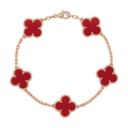 [Super Jewellery] CLOVER 5 MOTIF RED CORNELIAN BRACELET COLLECTION