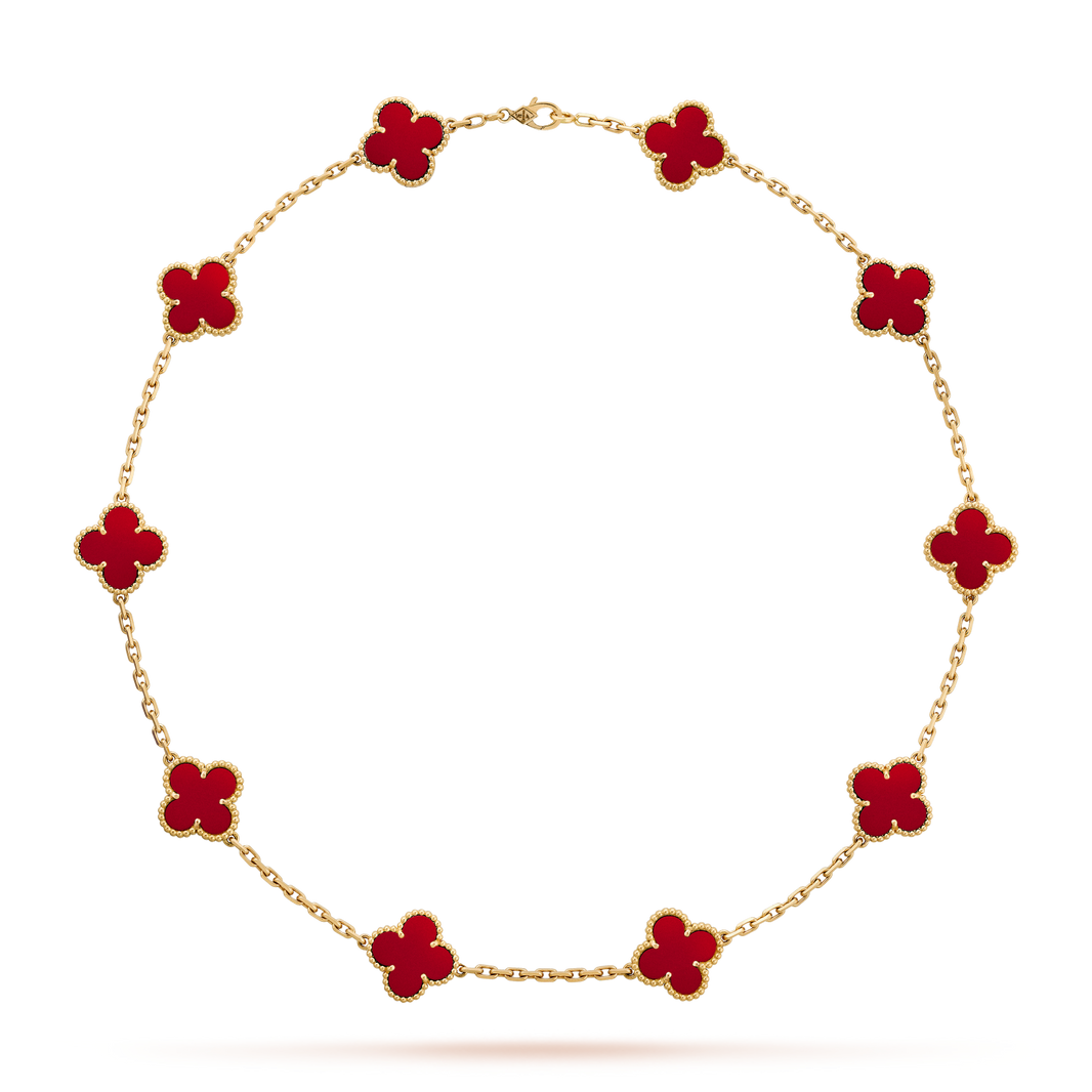 [Super Jewellery]CLOVER 10 MOTIFS CARNELIAN NECKLACE