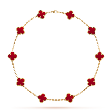 [Super CiCi ]CLOVER 10 MOTIFS CARNELIAN NECKLACE