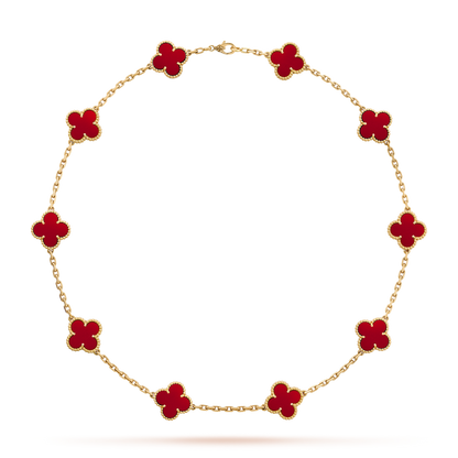 [Super Jewellery]CLOVER 10 MOTIFS CARNELIAN NECKLACE