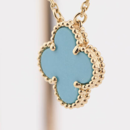[Super Jewellery]CLOVER 15MM VINTAGE TURQUOISE NECKLACE