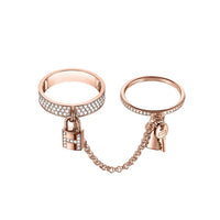 [Super Jewellery]HM KELLY CLOCHETTE DOUBLE RING IN  WITH DIAMONDS
