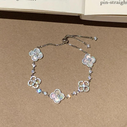 [Super Jewellery]CLOVER 5 MOTIF PINK BLUE RED WHITE BRACELET