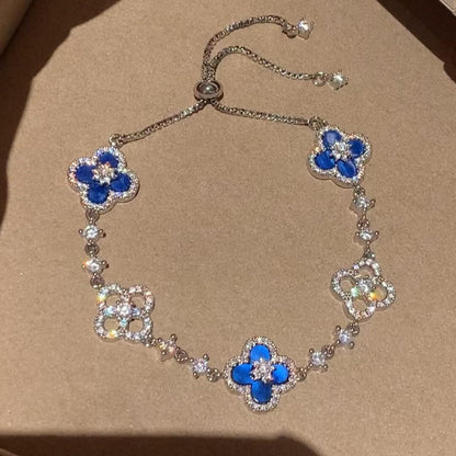 [Super Jewellery]CLOVER 5 MOTIF PINK BLUE RED WHITE BRACELET