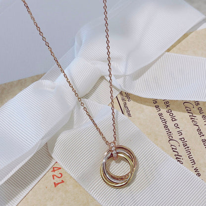 [Super Jewellery]TRINITY NECKLACE GOLD  DIAMONDS
