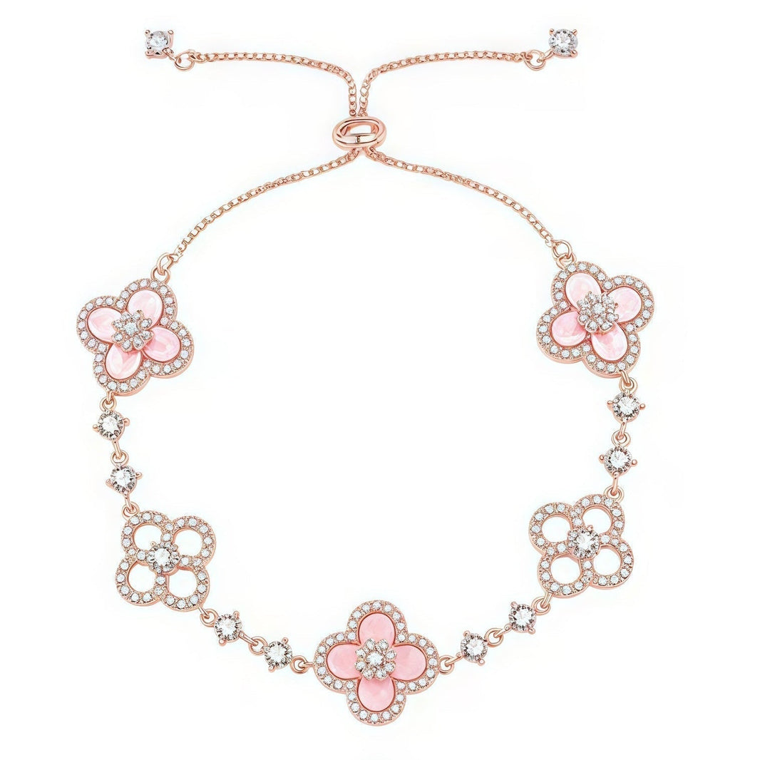 [Super Jewellery]CLOVER 5 MOTIF PINK BLUE RED WHITE BRACELET