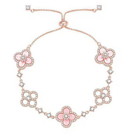 [Super Jewellery]CLOVER 5 MOTIF PINK BLUE RED WHITE BRACELET