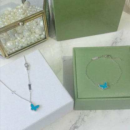 [Super Jewellery]BUTTERFLY TURQUOISE BUTTERFLY BRACELET SILVER