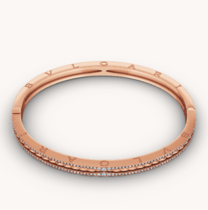 [Super]ZERO 1 SPIRAL AND PAVED DIAMOND PINK GOLD BRACELET