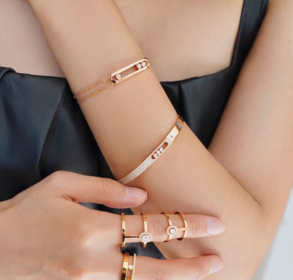 [Super Jewellery]Move Noa Rose Gold Pavé Diamond Bangle Bracelet