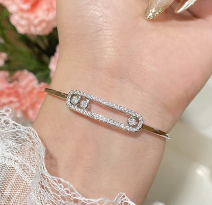 [Super Jewellery]Move Pavé Diamond Bangle Bracelet M