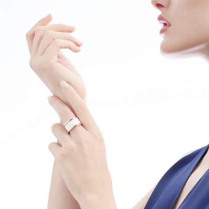 [Super]ZERO 1 FOUR-BAND LOOPS AND WHITE CERAMIC SPIRAL PINK GOLD RING