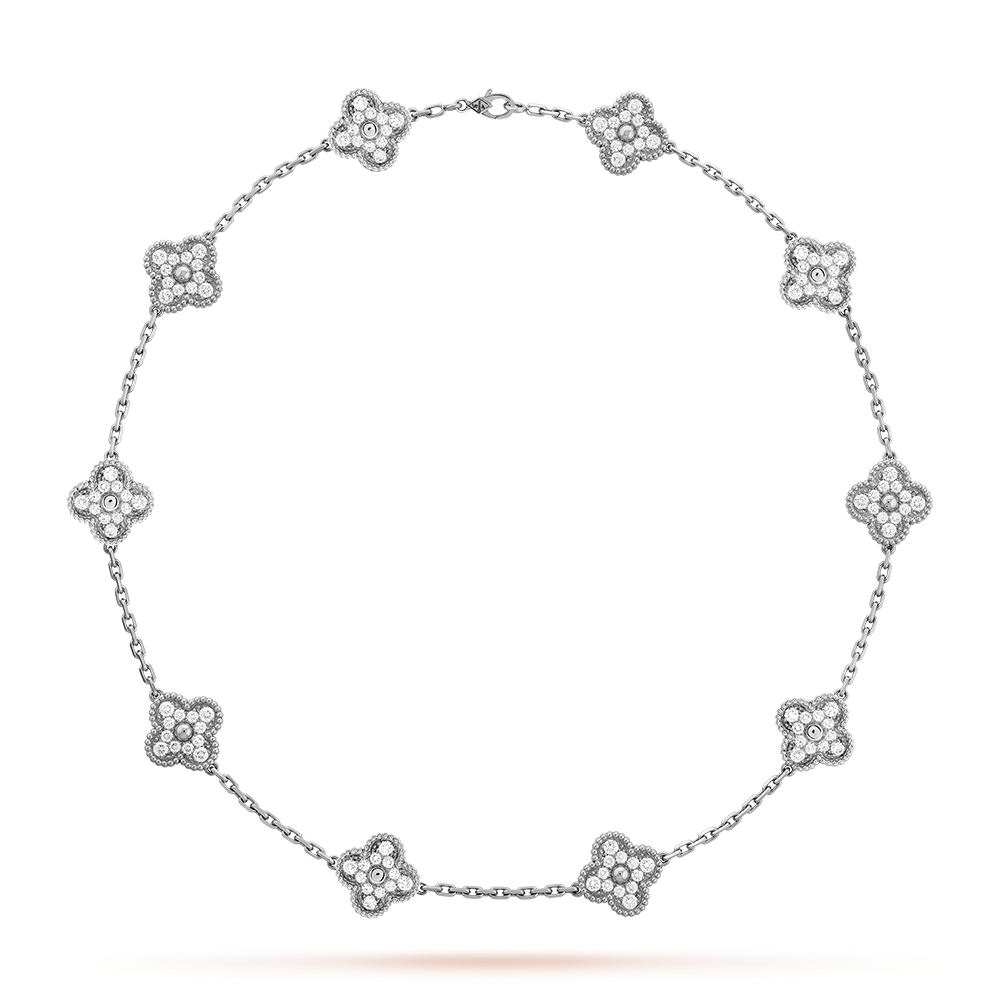 [Super Jewellery]CLOVER 10 MOTIFS DIAMOND NECKLACE