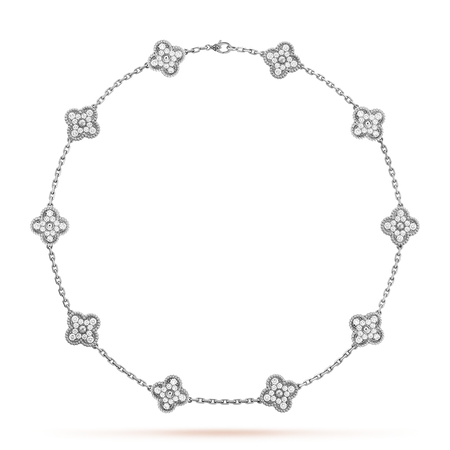 [Super Jewellery]CLOVER 10 MOTIFS DIAMOND NECKLACE