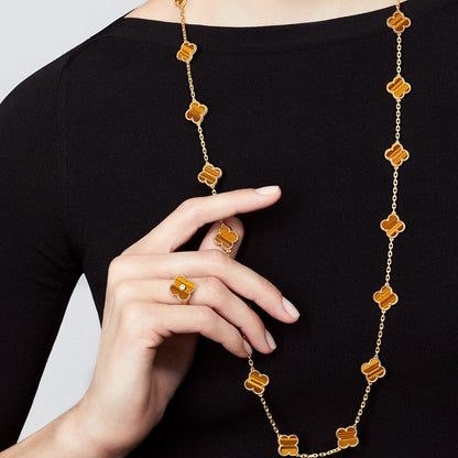 [Super Jewellery]CLOVER 20 MOTIFS TIGER EYE ROSE GOLD