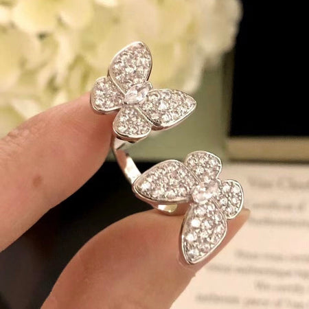 [Super Jewellery]TWIN SILVER BUTTERFLY DIAMOND RING
