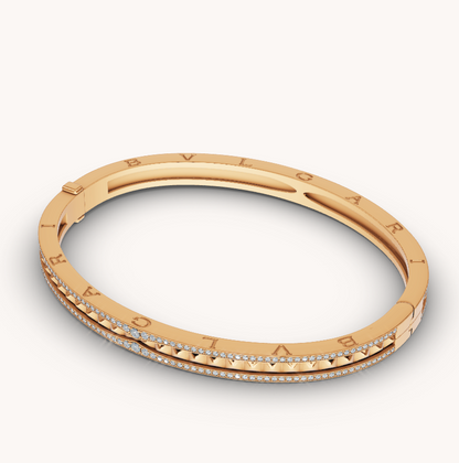 [Super]ZERO 1 SPIRAL AND PAVED DIAMOND GOLD BRACELET