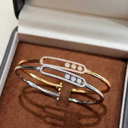 [Super Jewellery]Move Pavé Diamond Bangle Bracelet M