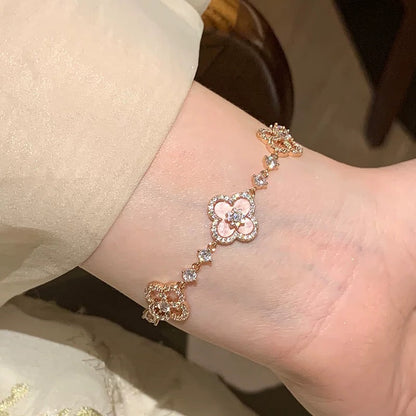 [Super Jewellery]CLOVER 5 MOTIF PINK BLUE RED WHITE BRACELET