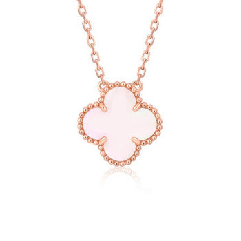 [Super Jewellery]CLOVER 15MM PINK MOTHER-OF-PEARL SINGLE FLOWER NECKLACE