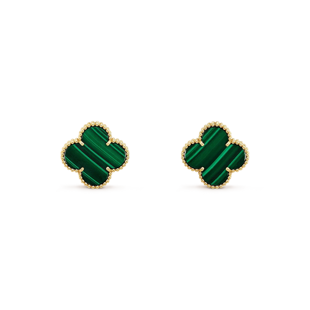 [Super Jewellery]CLOVER MINI 9.5MM MALACHITE  EARRINGS