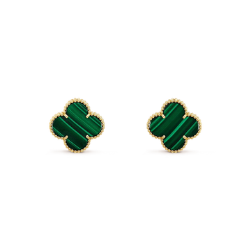 [Super CiCi ]CLOVER MINI 9.5MM MALACHITE  EARRINGS