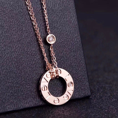 [Super Jewellery]LOVE NECKLACE 16MM 2 DIAMONDS